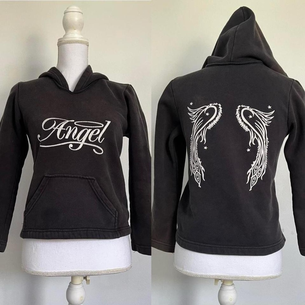 Black graphic angel sweatshirt.